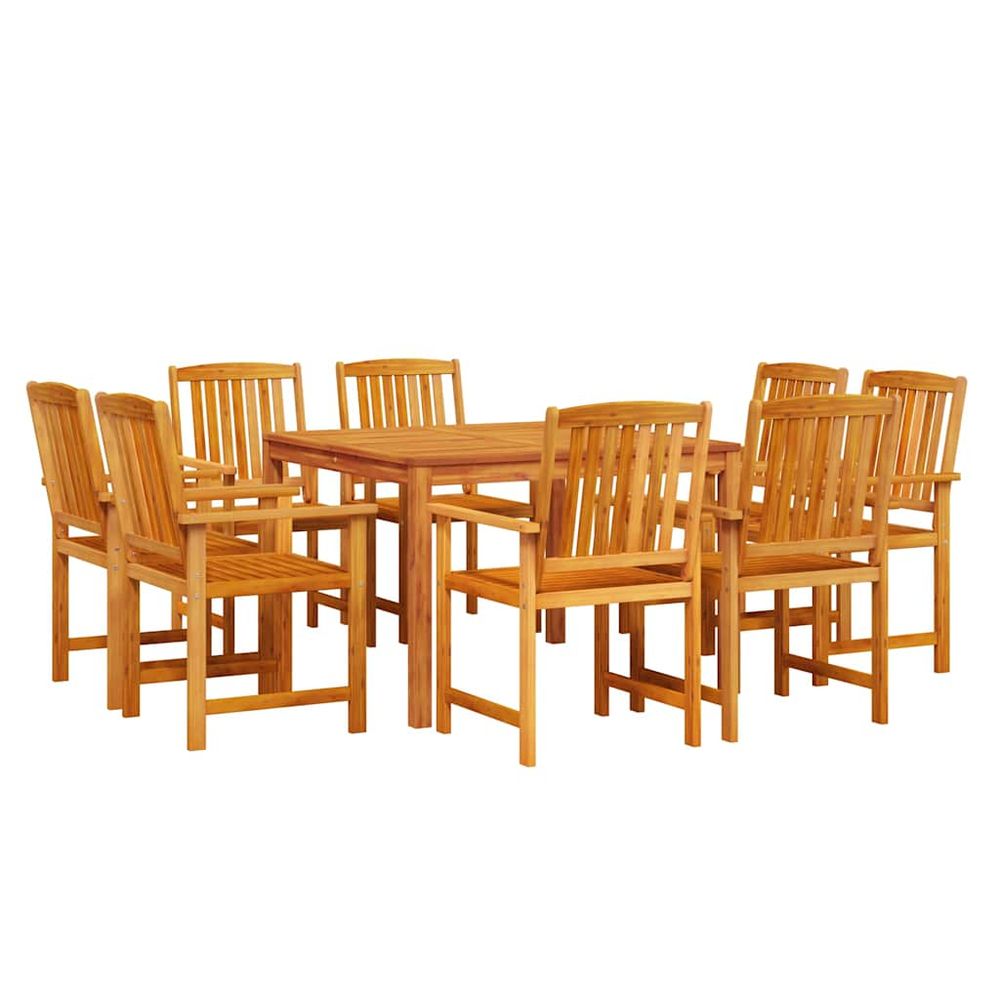 Ensemble de salle à manger pour jardin 9 pc marron