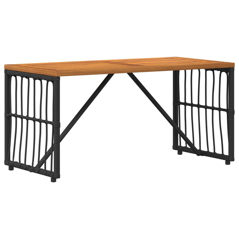 Table de jardin noir 80 x 40 x 40 cm acier et rattan poly