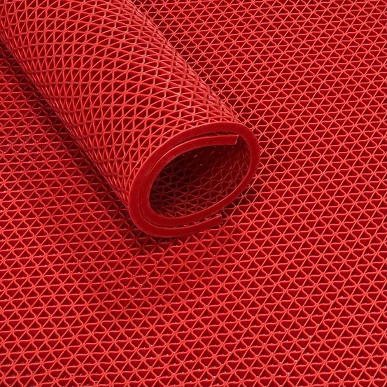 Tapis quadrillé ultra grip à structure en s 120 cm - rouge - vendu au mètre linéaire