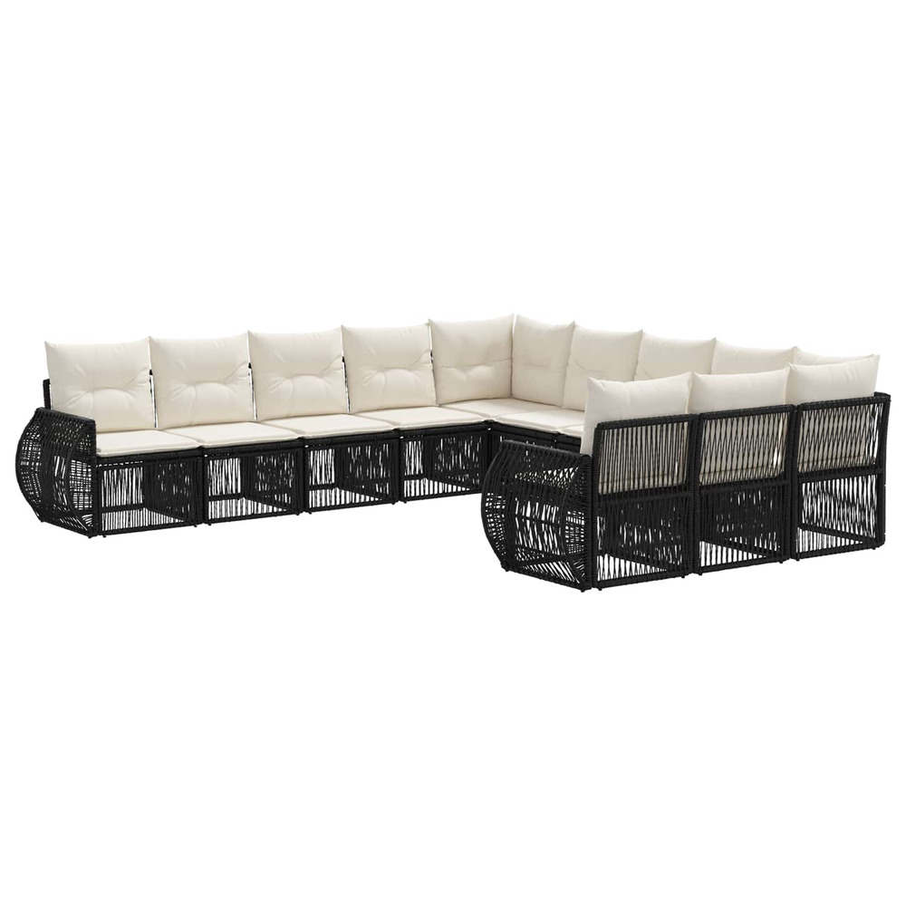 Ensemble de canapé de jardin 11 pcs noir et blanc crème