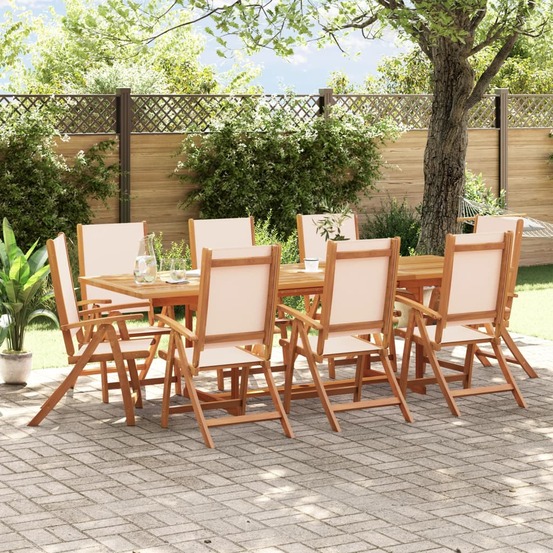 Ensemble à manger de jardin 9pcs bois d'acacia solide textilène