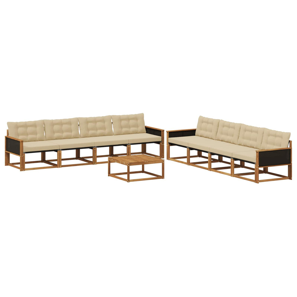 Ensemble de canapés d'extérieur 9 pcs naturel et beige