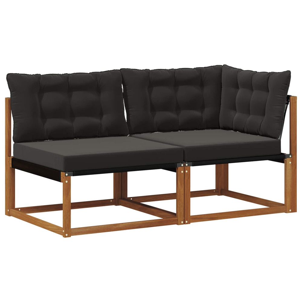 Canapé d’extérieur milieu et coin avec coussin 7 pièce naturel