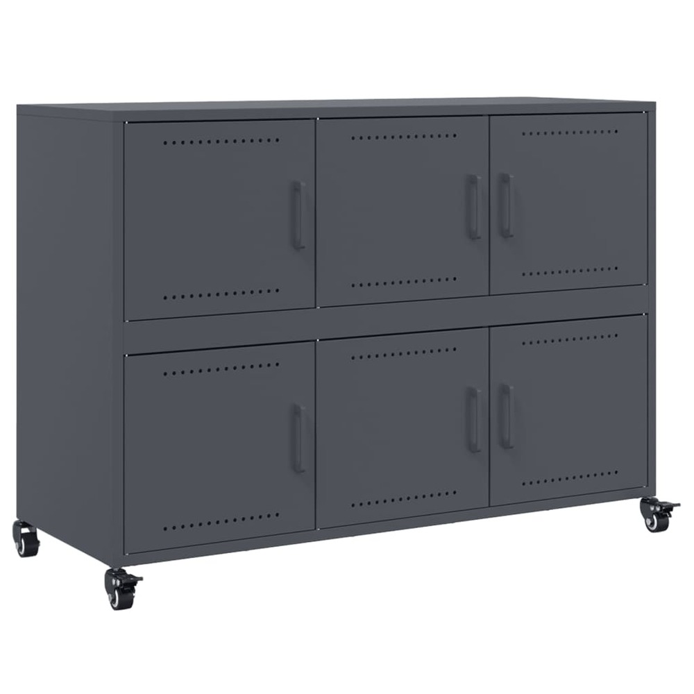 Buffet bahut commode armoire meuble de rangement organisateur cuisine salle de séjour salon 100,5 x 39 x 72 cm acier anthraci