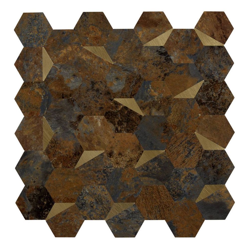 Lot de 2 stickers muraux mina 31x30cm hexagones marrons