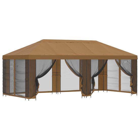 Gazebo avec murs latéraux 6 x 3 m beige polyester et acier 190