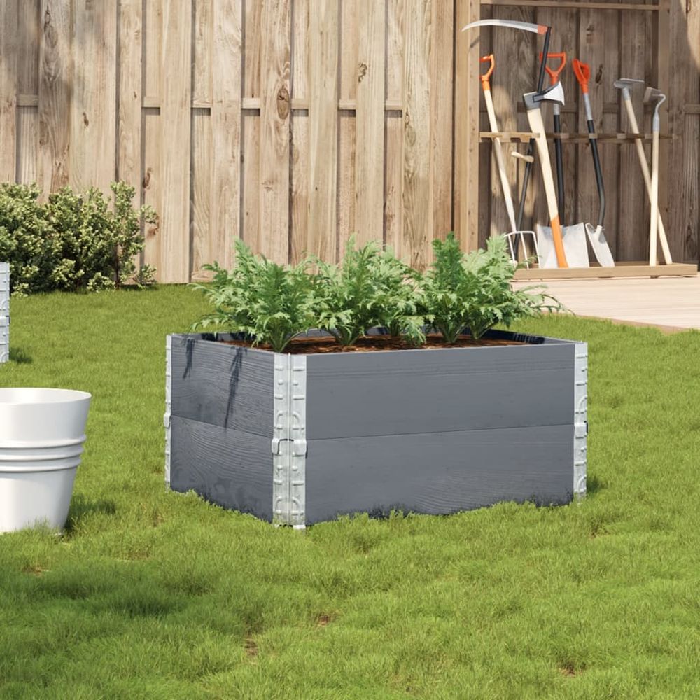 Cadre de potager pliant double hauteur en pin massif – jardinière modulaire facile à assembler – 80x60cm gris