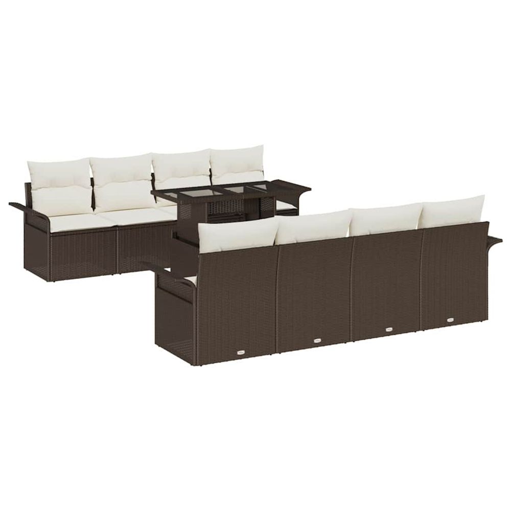 Ensemble de canapé de jardin 9 pc marron
