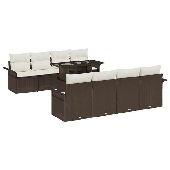 Ensemble de canapé de jardin 9 pc marron