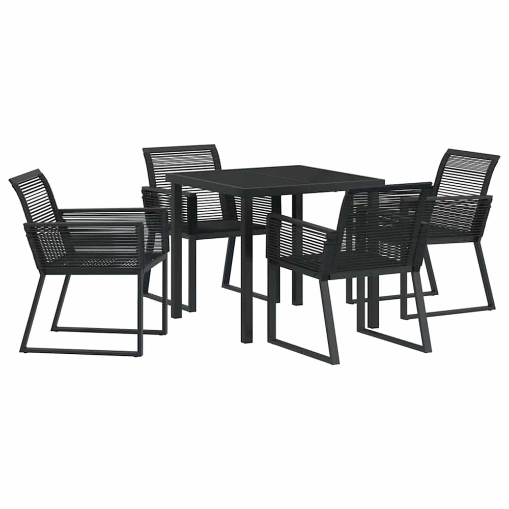 Ensemble de salle à manger pour jardin 5 pcs noir