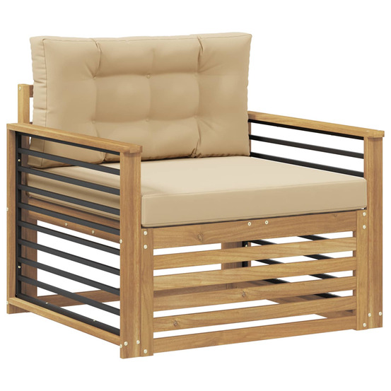 Canapé d’extérieur polyester blanc et beige