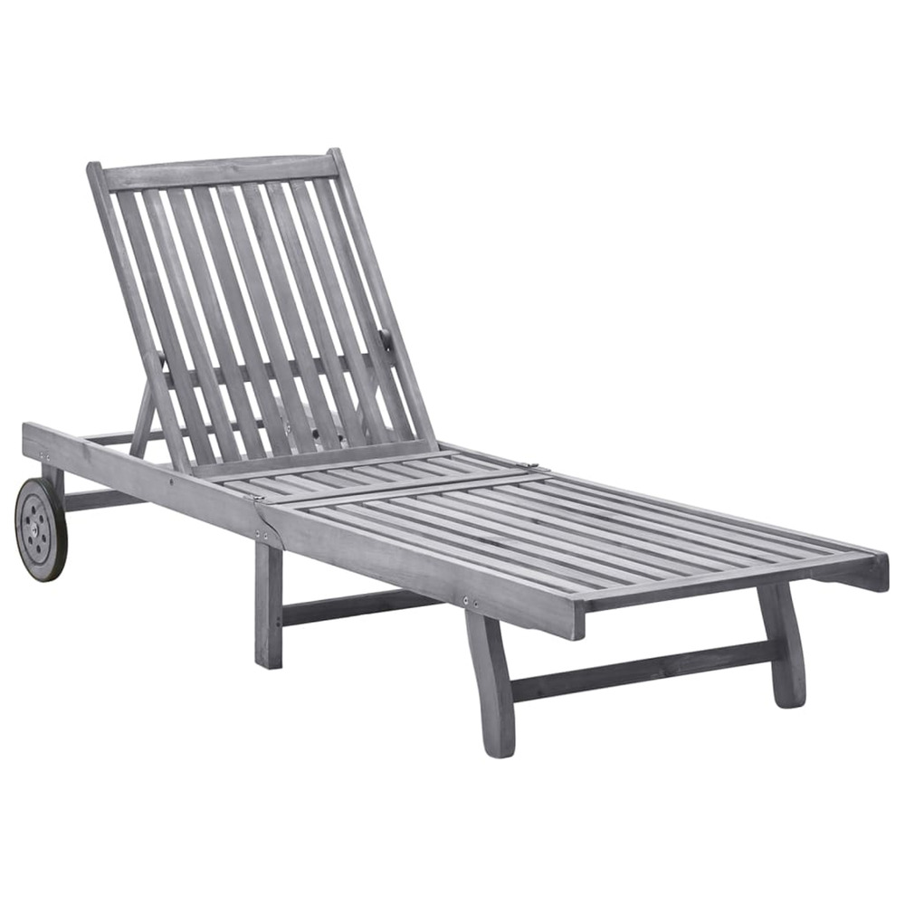 Chaise longue bois d'acacia solide bain de soleil