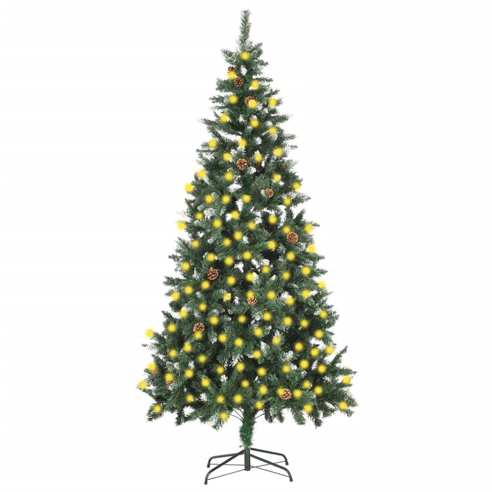 Sapin de noël artificiel pré-éclairé et pommes de pin 210 cm