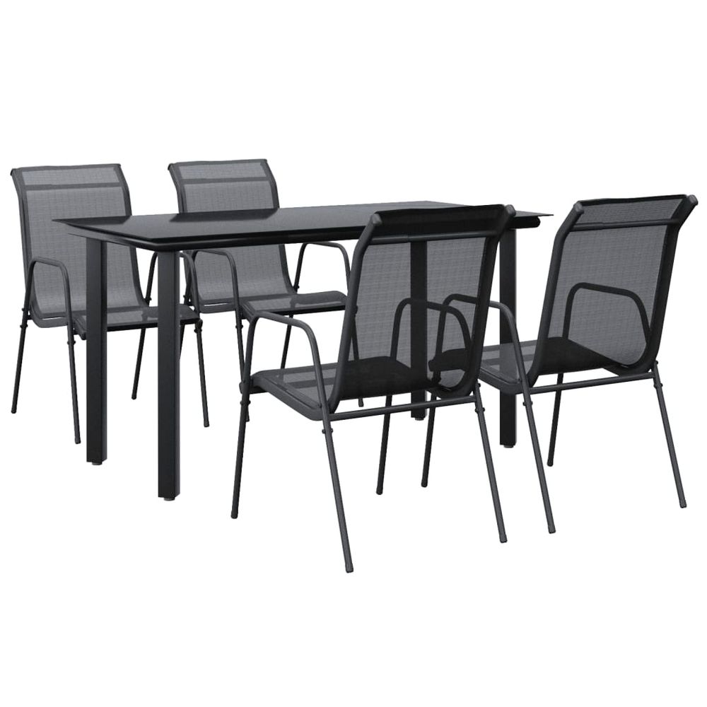 Ensemble à manger de jardin 5 pcs noir textilène et acier