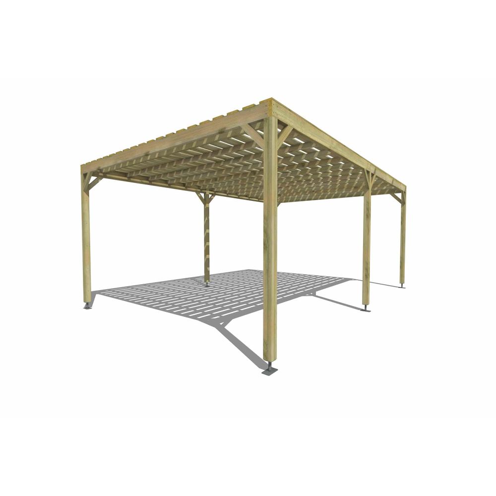 Pergola bois • 6m x 4m • indépendante • sens profondeur • platelage bois • livraison comprise