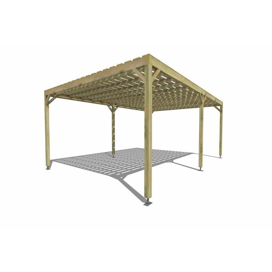 Pergola bois • 6m x 4m • indépendante • sens profondeur • platelage bois • livraison comprise