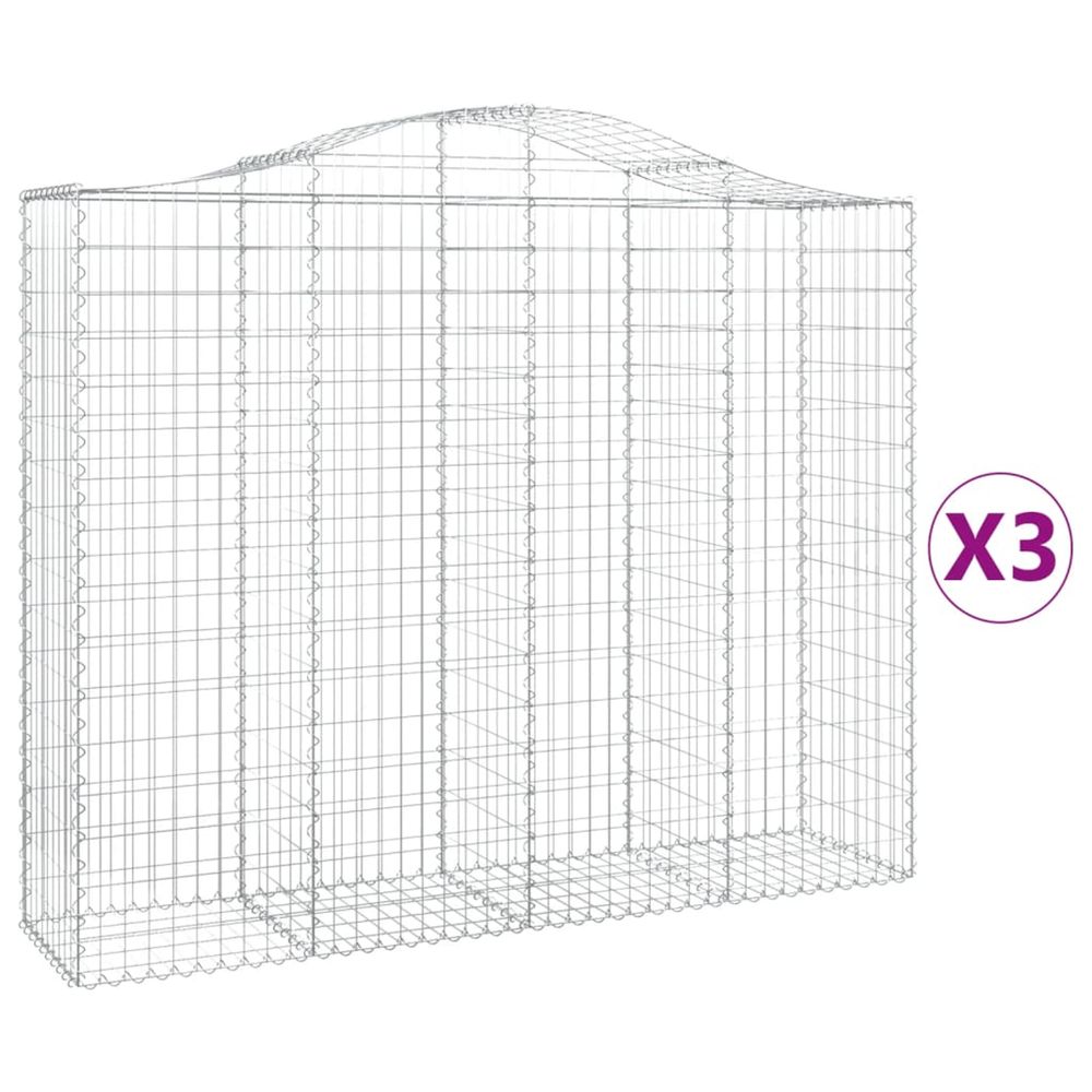Paniers à gabions arqués 3 pcs 200x50x160/180 cm fer galvanisé