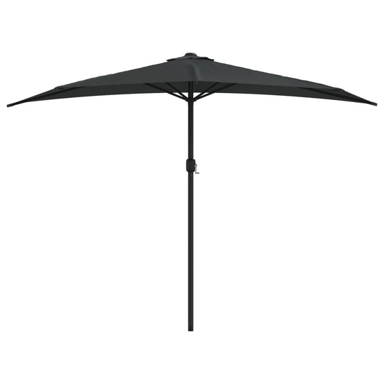 Parasol de balcon avec mât en aluminium 300 x 150 x 253cm demi noir