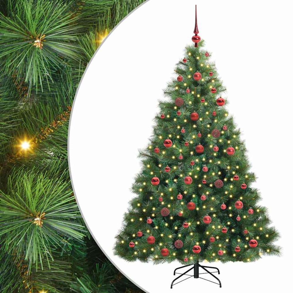 Sapin de noël artificiel avec 300 led vert 180 cm pe et pvc
