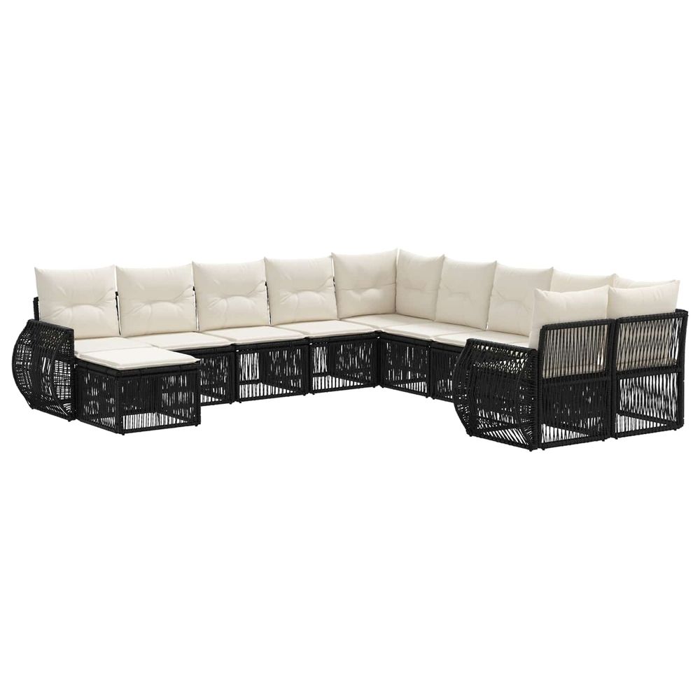 Ensemble de canapé de jardin 11 pc noir polyrotin