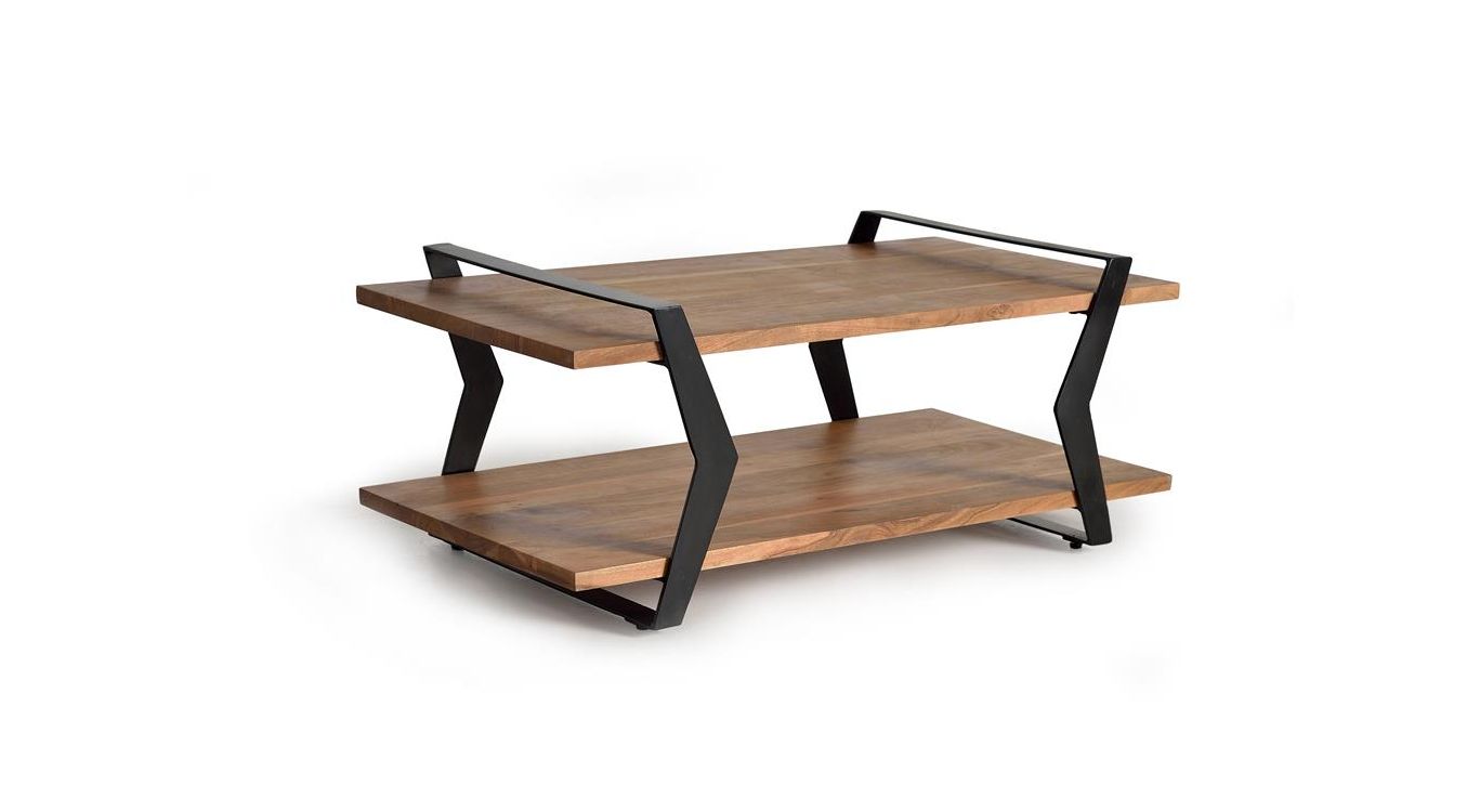 Table basse bois, fer marron 115x60x47cm - bois-fer