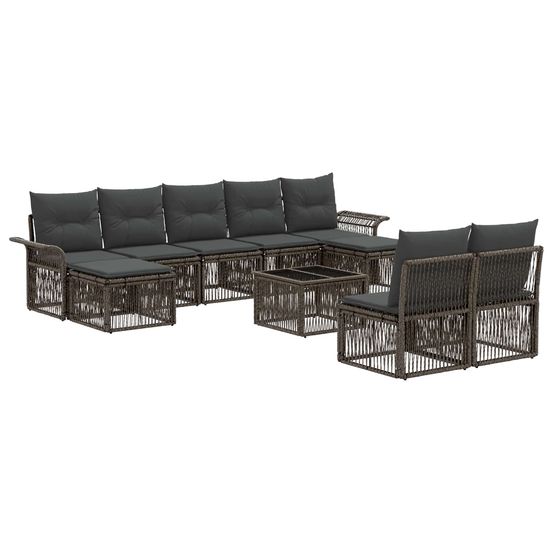 Ensemble de canapé de jardin 10 pc gris polyrotin