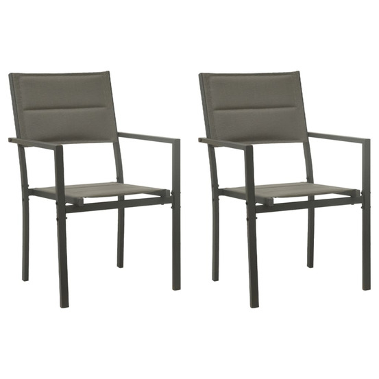 Chaises de jardin lot de 2 textilène acier gris et anthracite