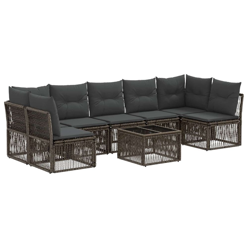 Ensemble de canapé de jardin 8 pc gris polyrotin