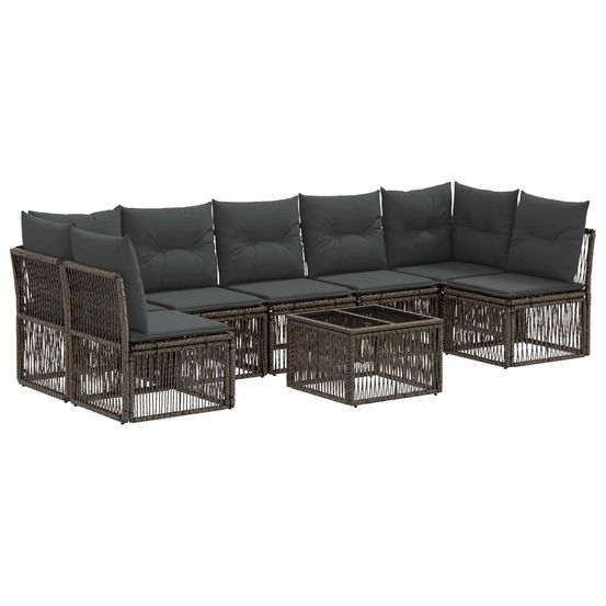 Ensemble de canapé de jardin 8 pc gris polyrotin
