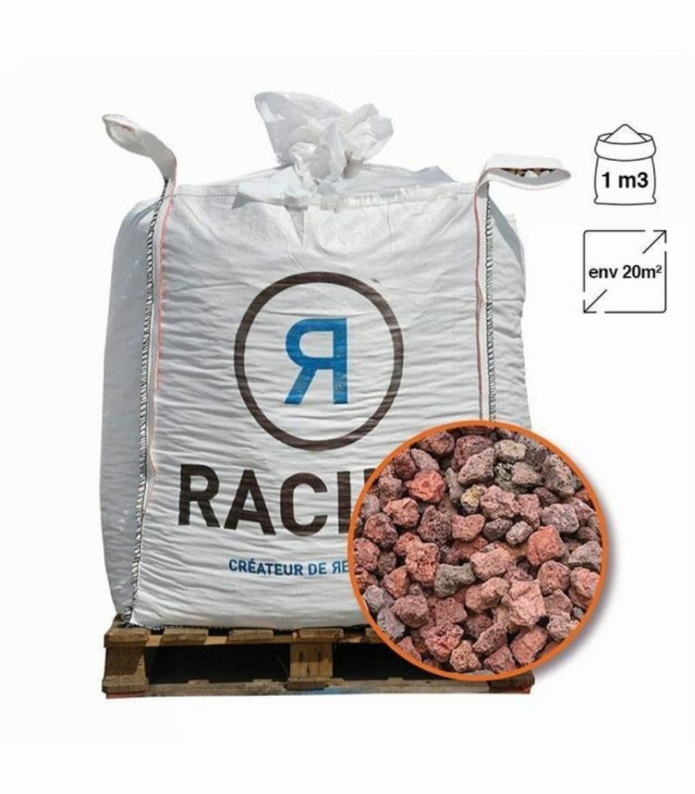 Paillage minéral en pouzzolane rouge 20/40 big bag 1 m3 pour 20m2