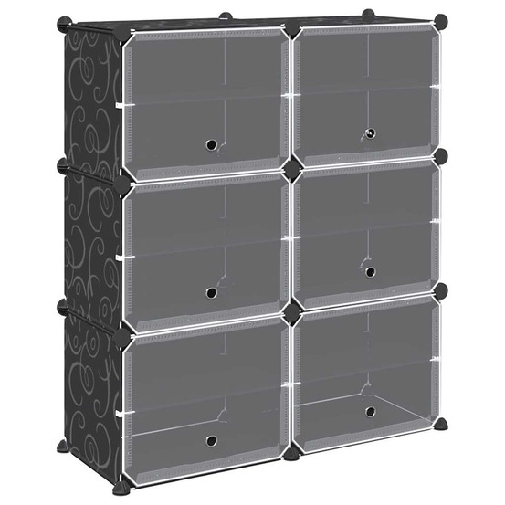 Cubes de rangement 6 pcs avec portes noir pp