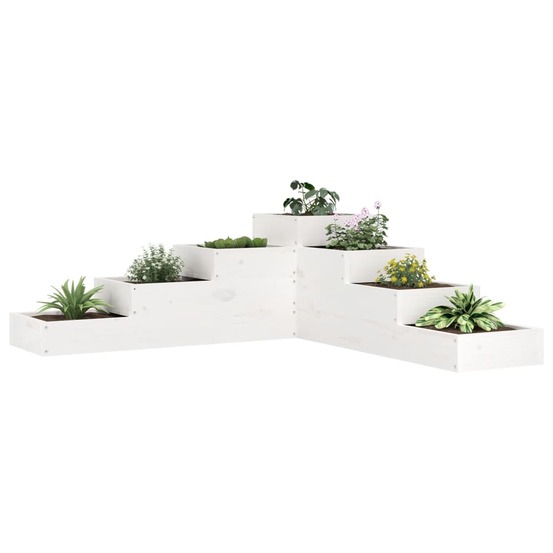 Jardinière 4 niveaux 106x104,5x36 cm blanc bois de pin massif