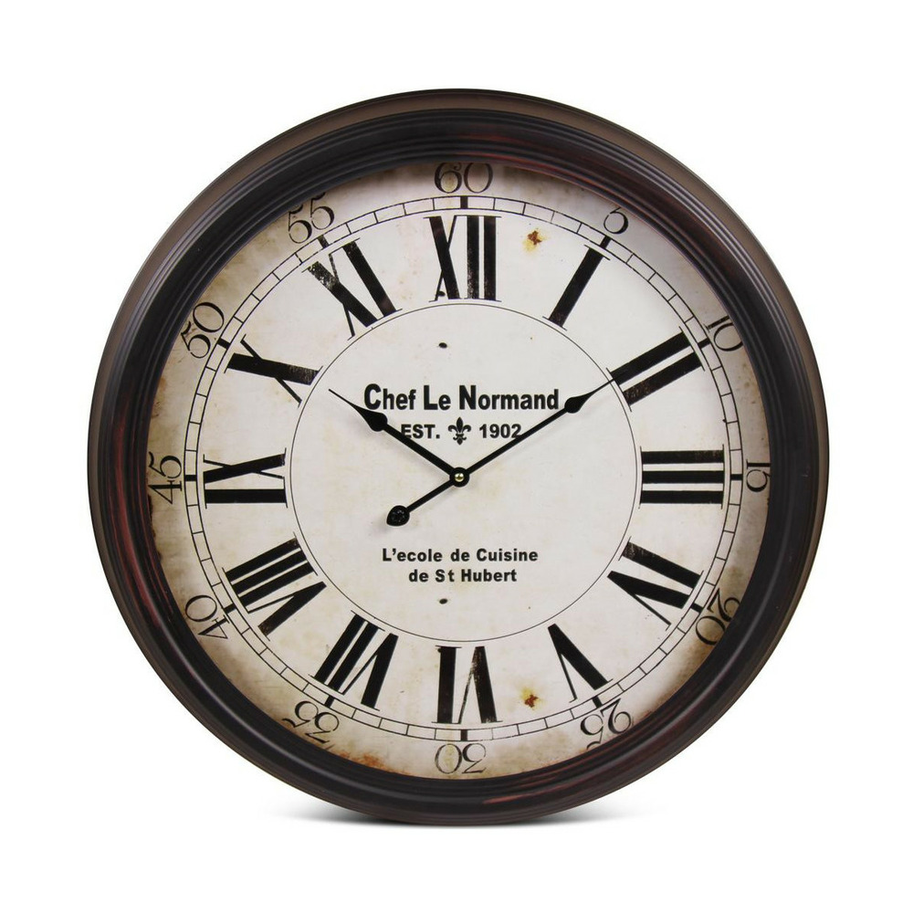 Horloge ancienne murale chef le normand métal blanc - décoration d'autrefois