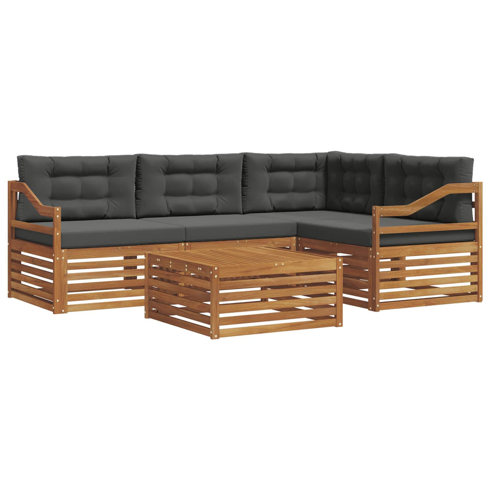 Ensemble de canapés d'extérieur 5 pcs naturel et anthracite