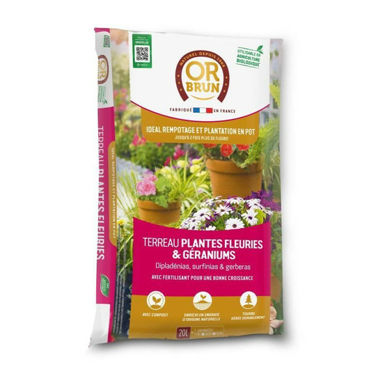 Terreau plantes fleuries et geraniums - or brun - obrtger20n - 20 l