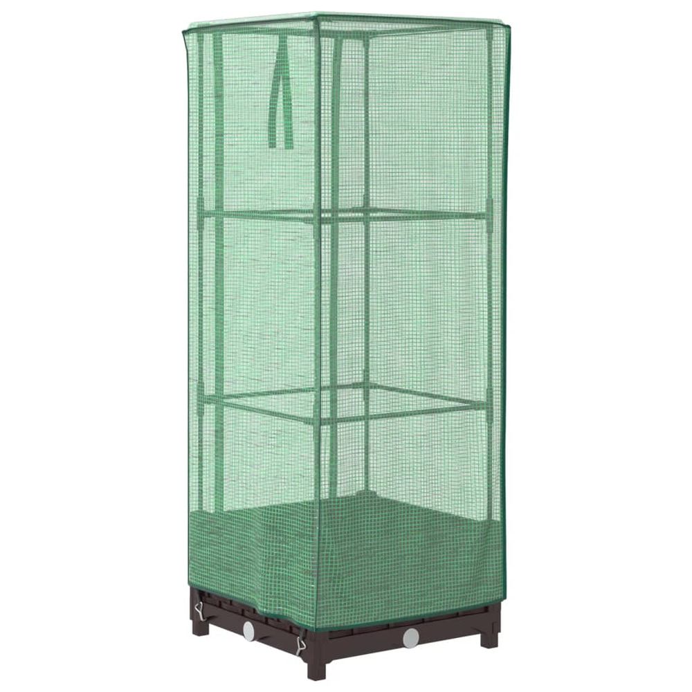 Jardinière surélevée avec housse aspect rotin 40x40x123 cm