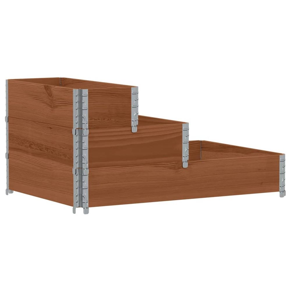 Lit surélevé à 3 niveaux marron 120x80 cm bois pin massif