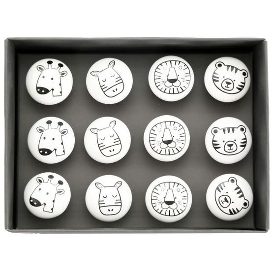 Boutons de meubles pour enfants animaux (lot de 12)
