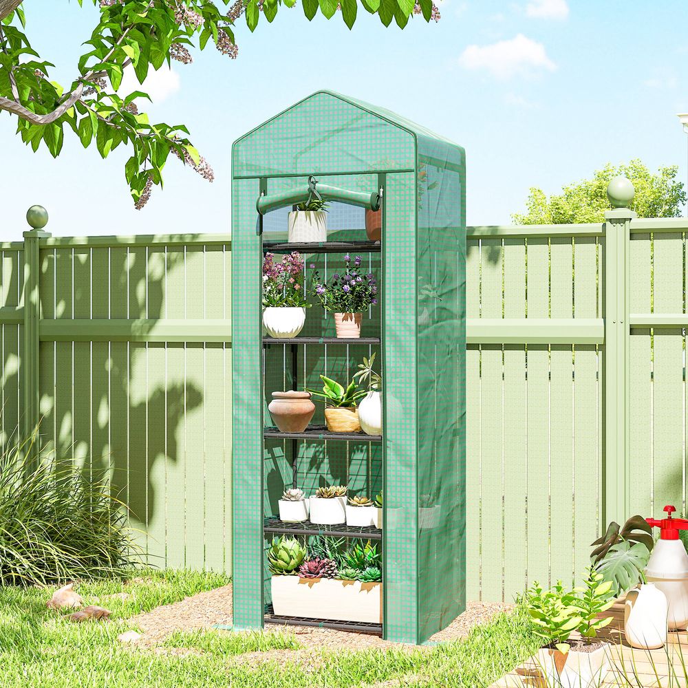 Serre de jardin 5 niveaux acier plastique vert 69 x 49 x 193 cm légumes fleurs protection - comfortxl outdoor living