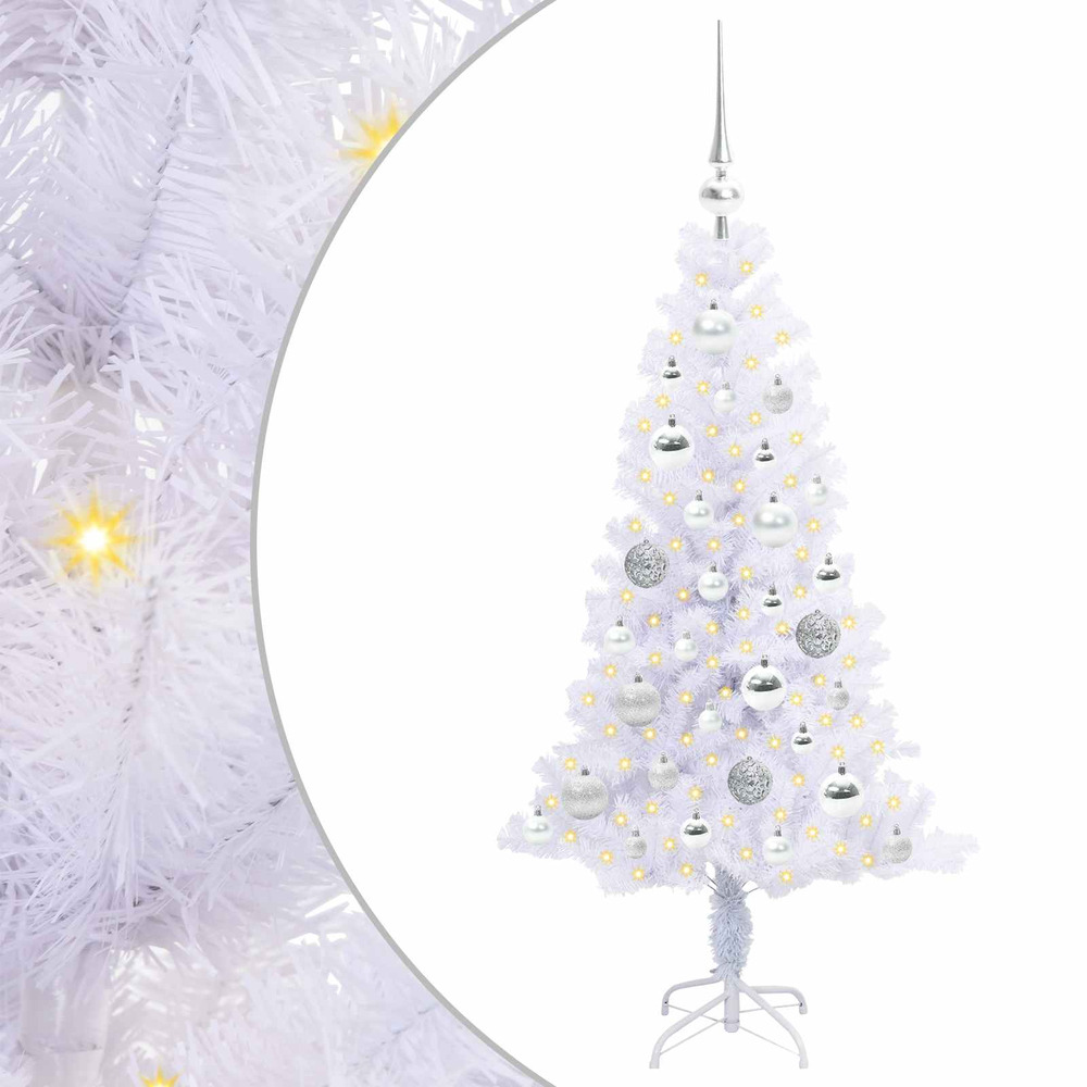 Sapin de noël artificiel avec 150 led blanc 120 cm pvc et acier