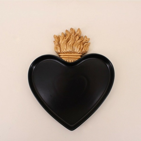 Plateau ex-voto coeur en résine 27x22cm