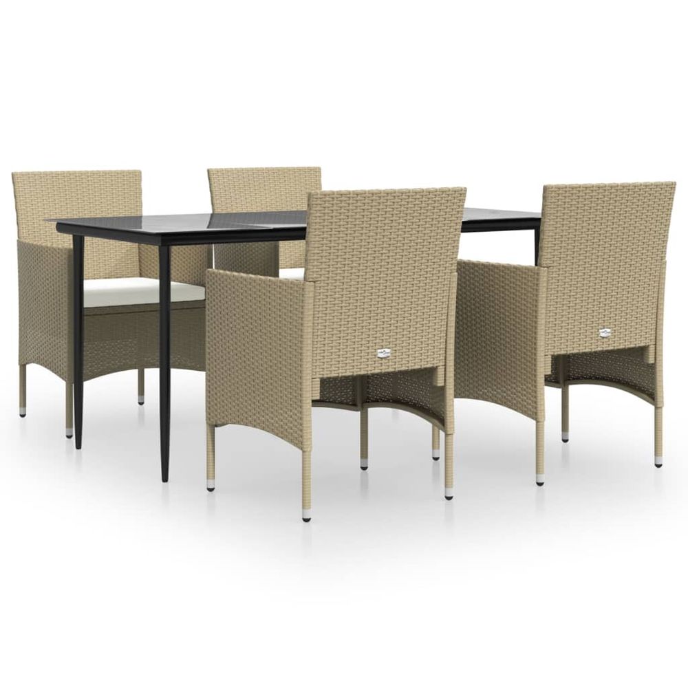 Ensemble à manger de jardin coussins 5 pcs beige/noir