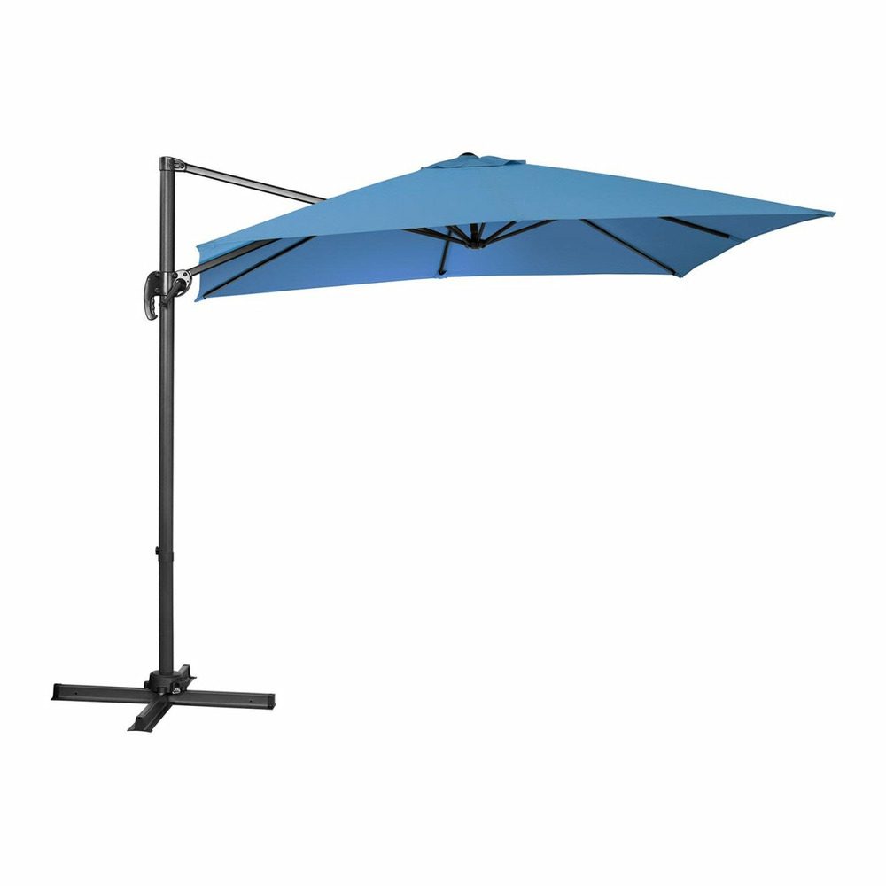 Parasol de jardin meuble abri terrasse carré 250 x 250 cm pivotant bleu