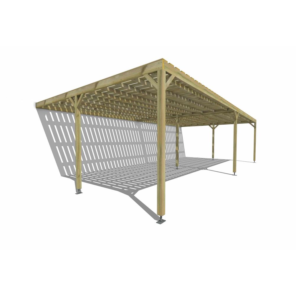 Pergola bois • 10m x 5m • adossée • sens largeur • platelage bois • livraison comprise