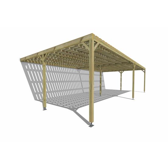Pergola bois • 10m x 5m • adossée • sens largeur • platelage bois • livraison comprise