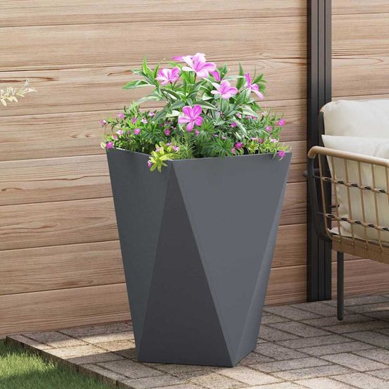 Jardinière haute carrée en acier pour jardin terrasse anthracite 50x50x75 cm