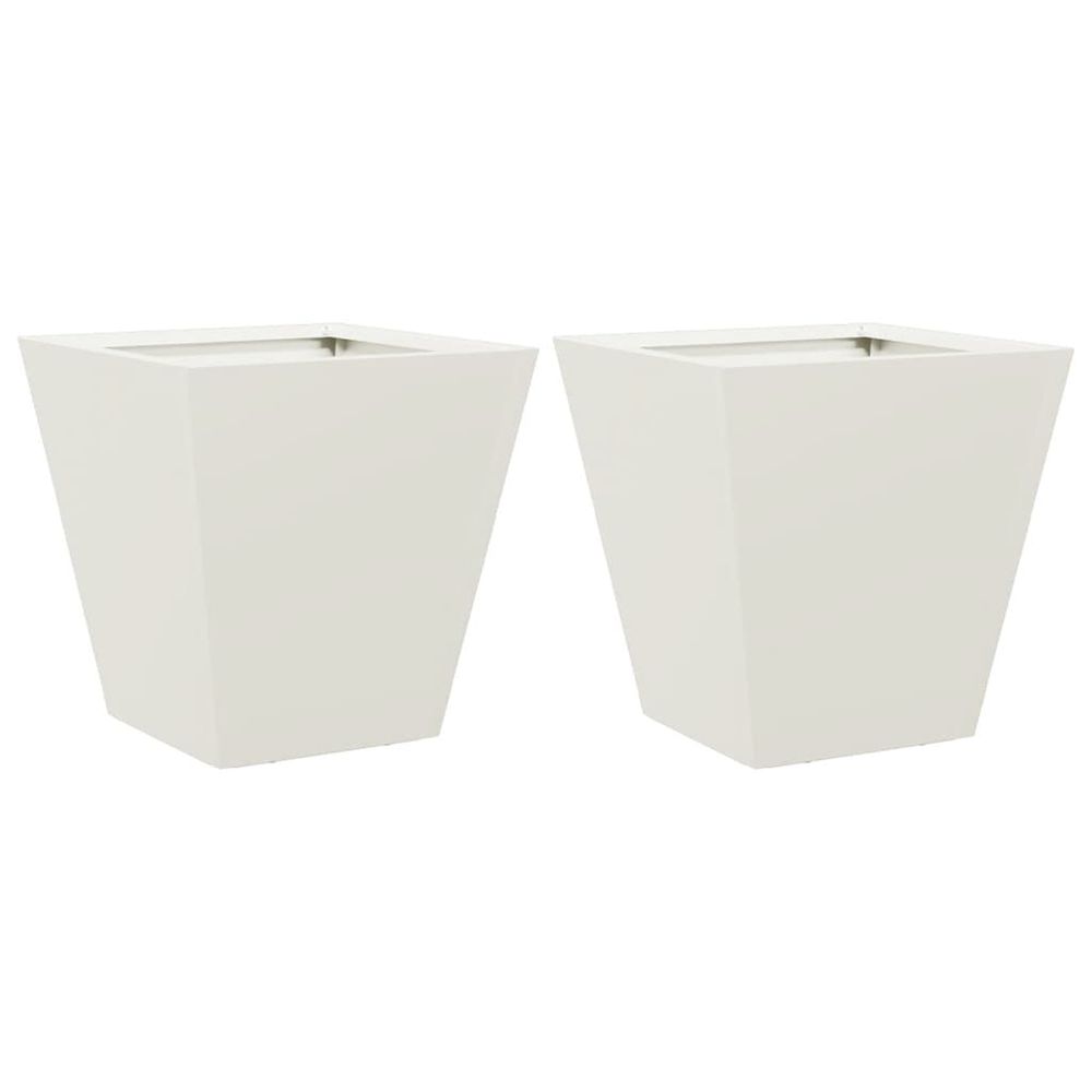 Jardinière d'extérieurs 2 pcs blanc 30x30x30 cm acier