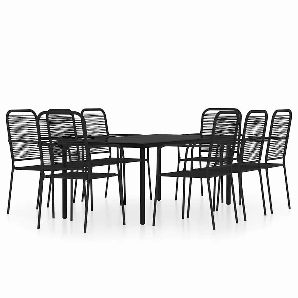 Ensemble à manger de jardin 9 pcs noir