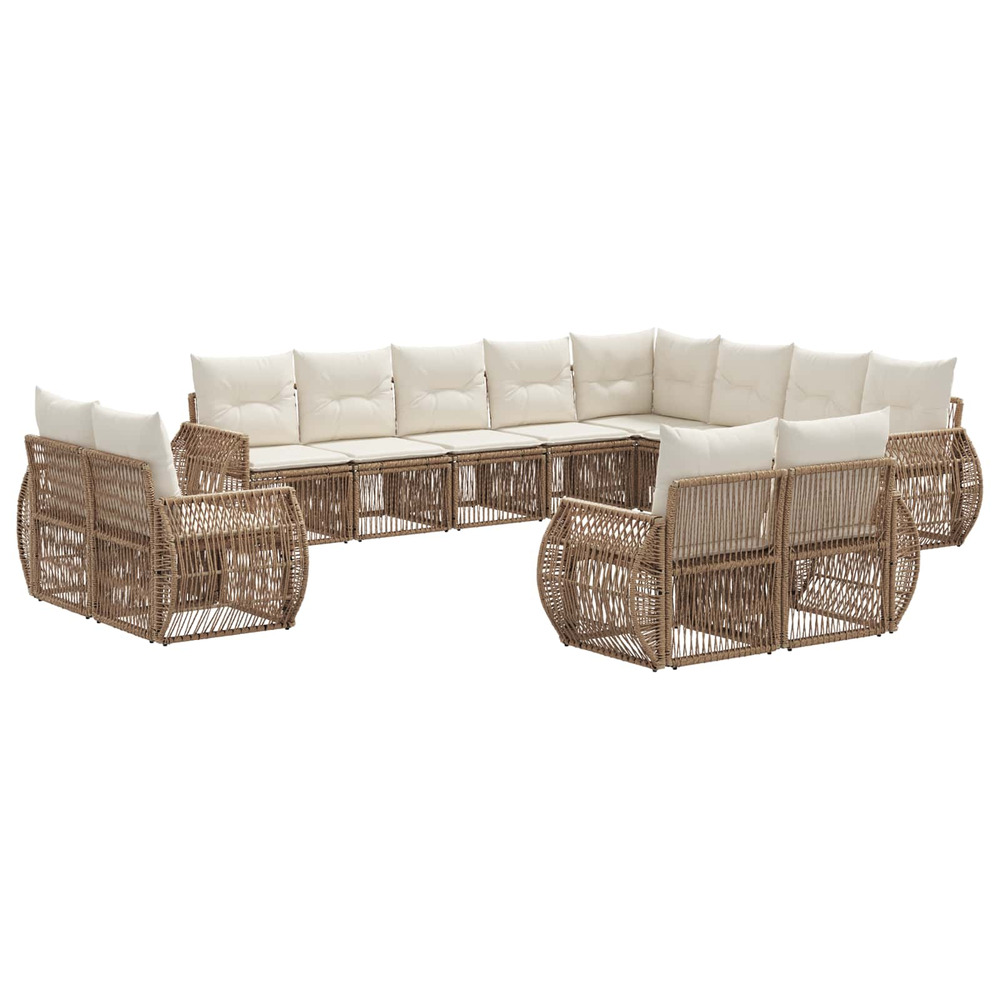 Ensemble de canapé de jardin 12 pcs beige et blanc crème