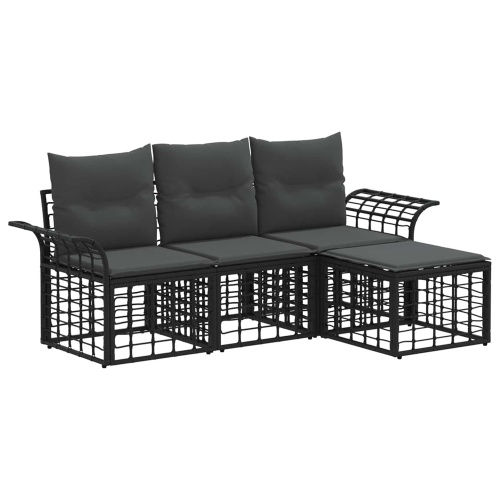 Ensemble de canapés d'extérieur 4 pcs noir et gris foncé